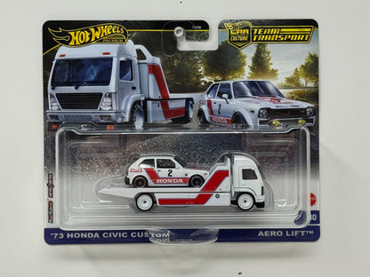 Hot Wheels Premium Team Transport 1973 Honda Civic Custom & Hauler 1:64 Diecast