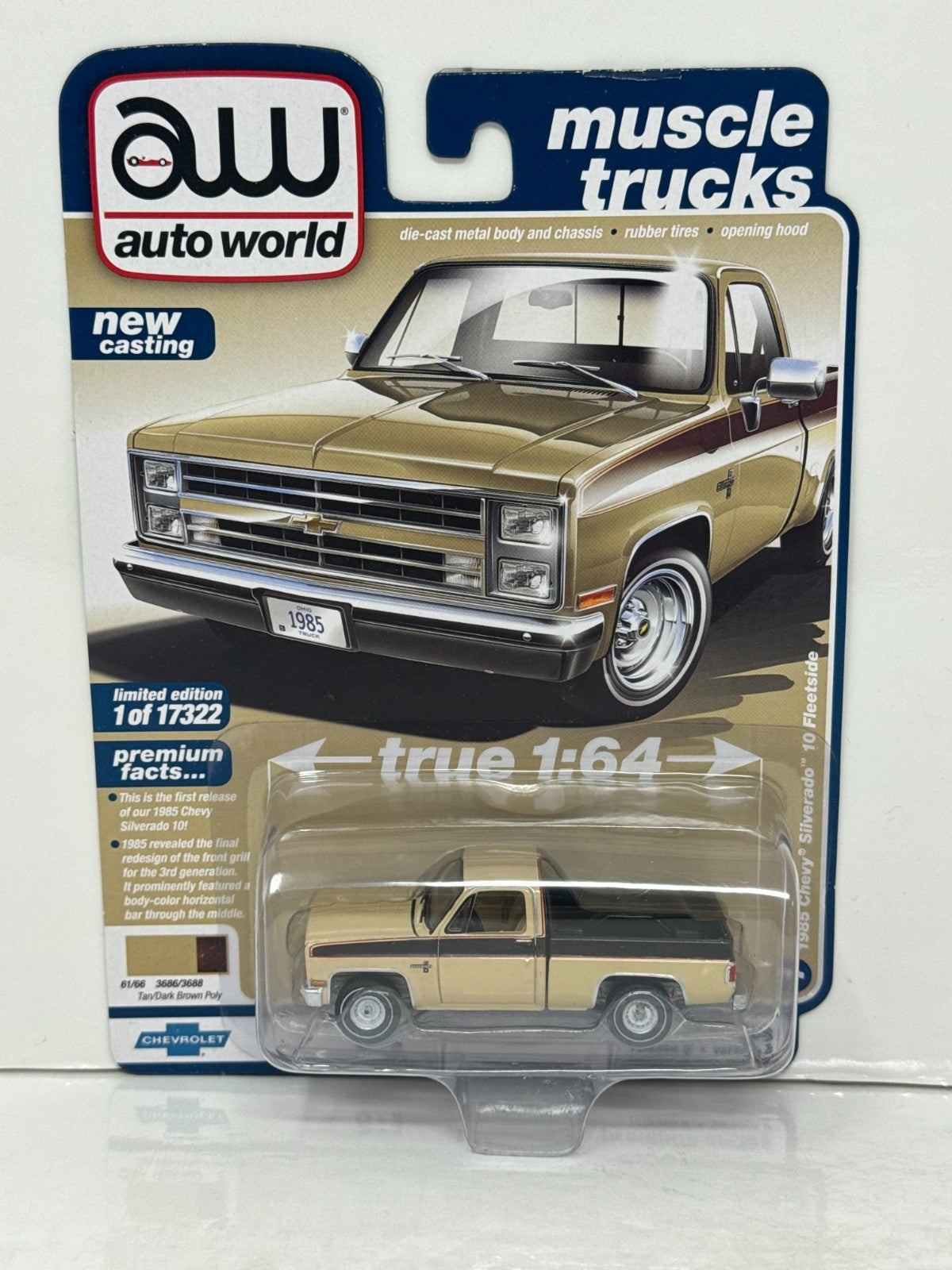 Auto World Muscle Trucks 1985 Chevrolet Silverado 10 Fleetside 1:64 Diecast
