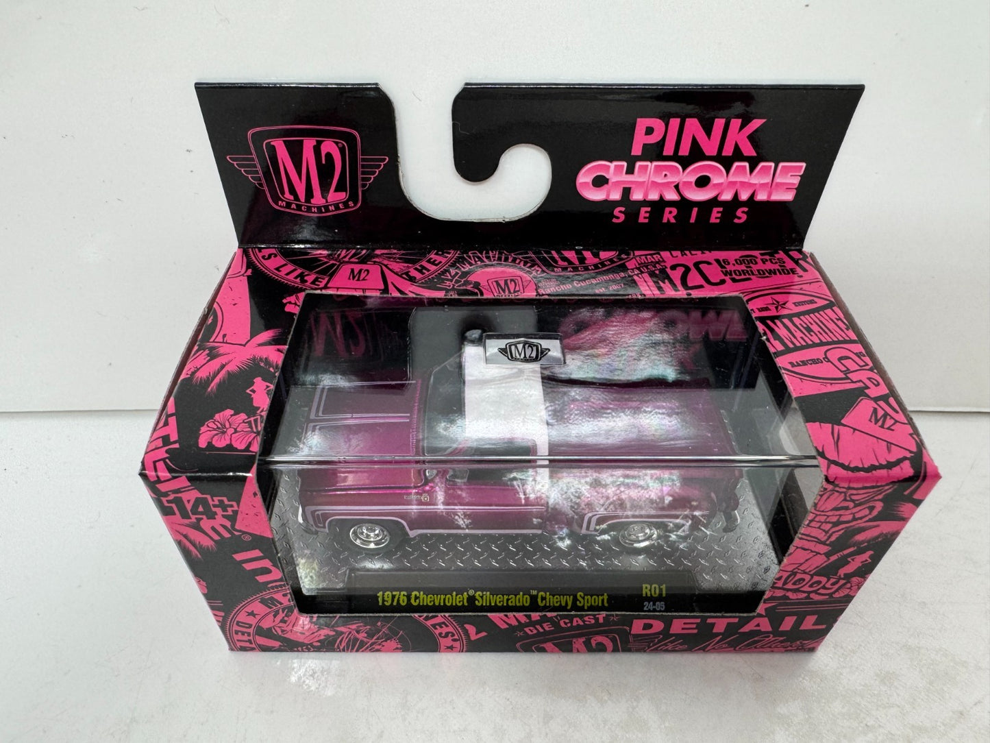 M2 Machines Pink Chrome Series 1976 Chevrolet Silverado Chevy Sport 1:64 Diecast