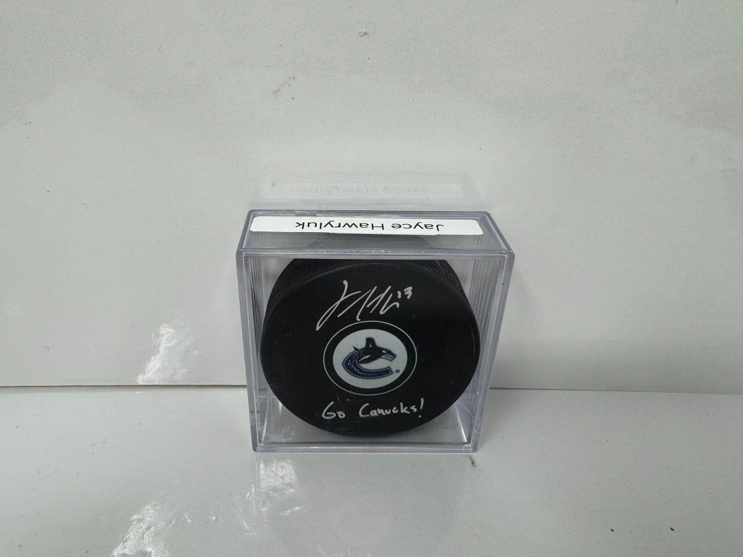 Jayce Hawryluk Vancouver Canucks Signed NHL Autograph Puck Silver Auto