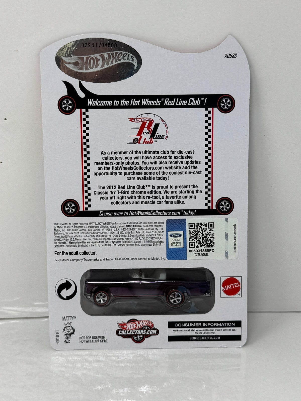 Hot Wheels RLC Red Line Club Classic 1957 Ford Thunderbird 1:64 Diecast