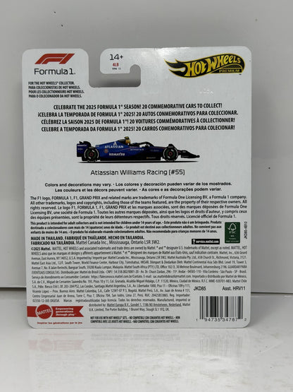 Hot Wheels Premium Formula 1 Atlassian Williams Racing #55 1:64 Diecast