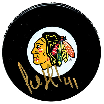 Jocelyn Thibault Chicago Blackhawks Signed NHL Autograph Puck Gold Auto