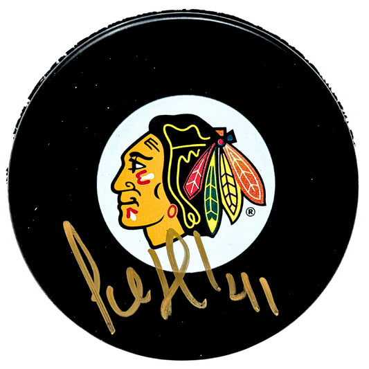 Jocelyn Thibault Chicago Blackhawks Signed NHL Autograph Puck Gold Auto