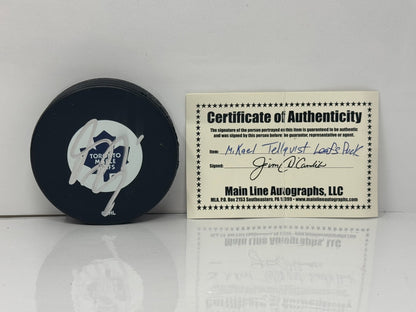 Mikael Tellqvist Toronto Maple Leafs Signed NHL Autograph Puck Silver Auto
