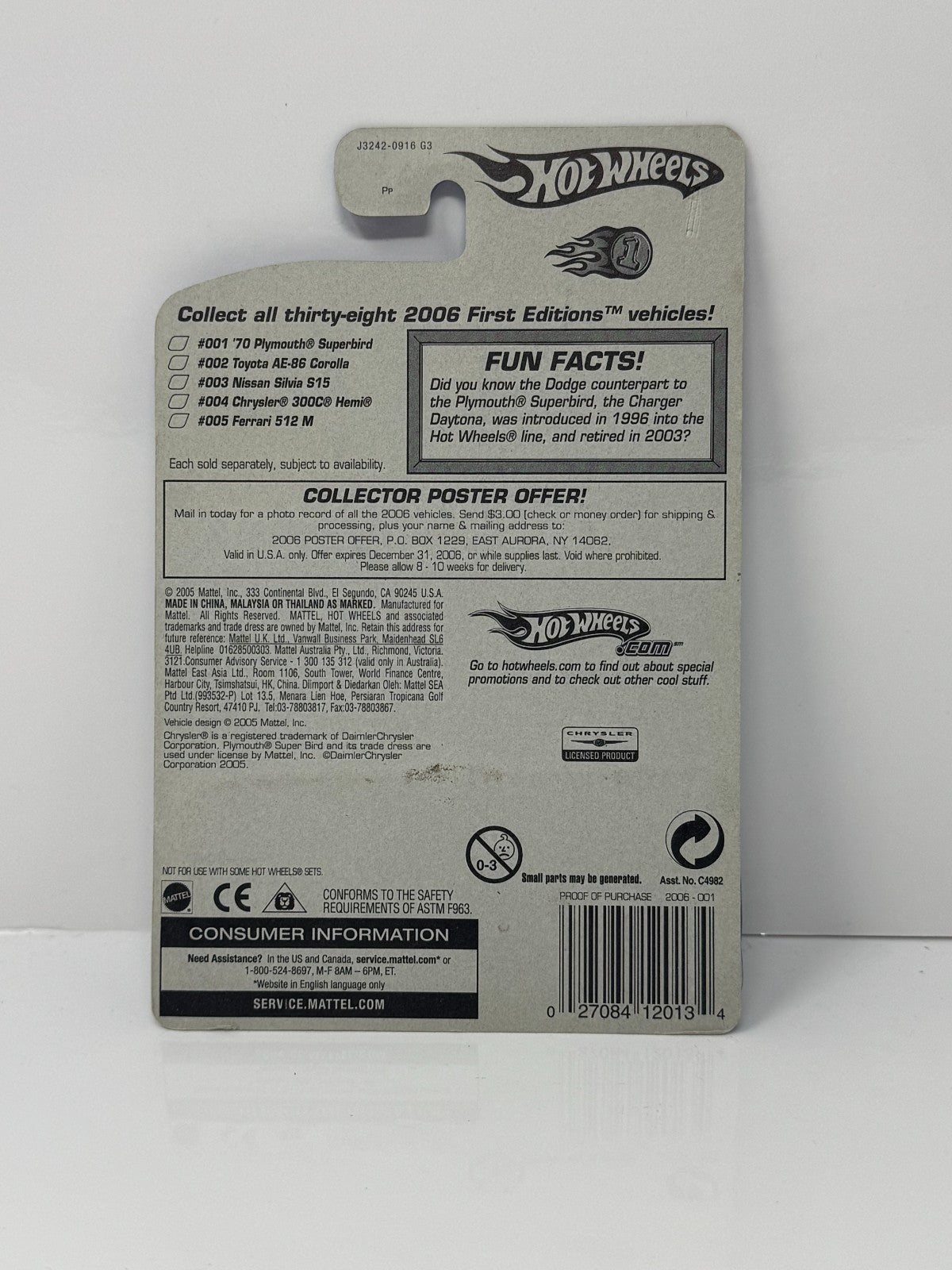 Hot Wheels First Editions 1970 Plymouth Superbird 1:64 Diecast Blue
