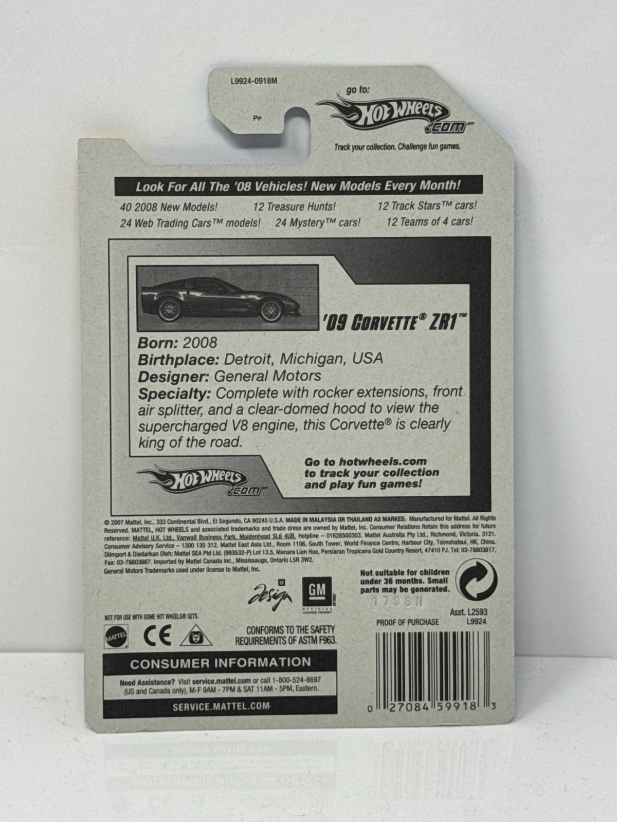 Hot Wheels New Models 2009 Chevy Corvette ZR1 1:64 Diecast Factory Sealed