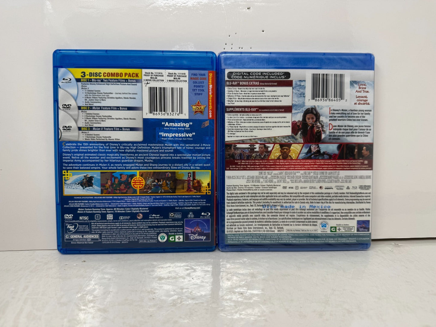 Mulan (Blu-ray) Disney Animated & Live Action 2-Movie Collection Set