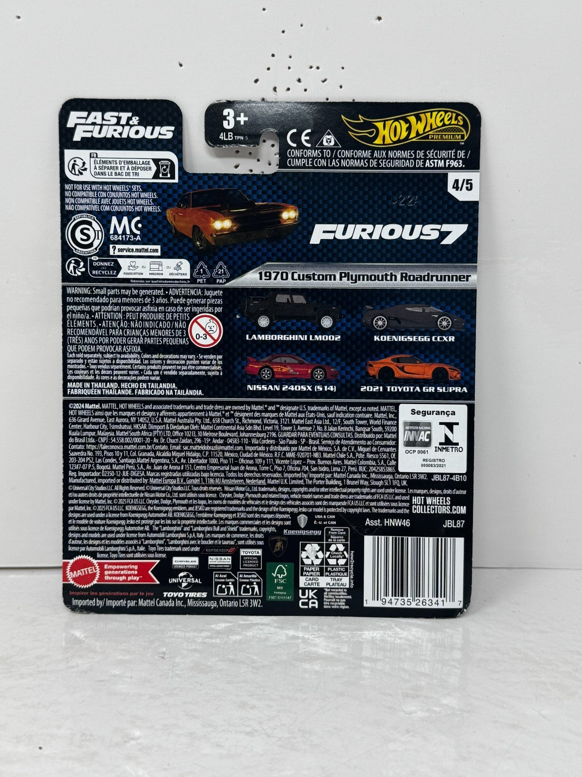 Hot Wheels Premium Fast & Furious 1970 Custom Plymouth Roadrunner 1:64 Diecast