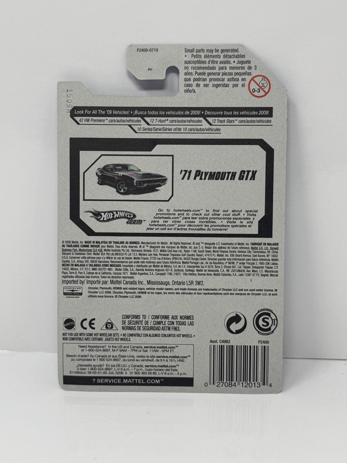 Hot Wheels Muscle Mania 1971 Plymouth GTX 1:64 Diecast Purple Gold