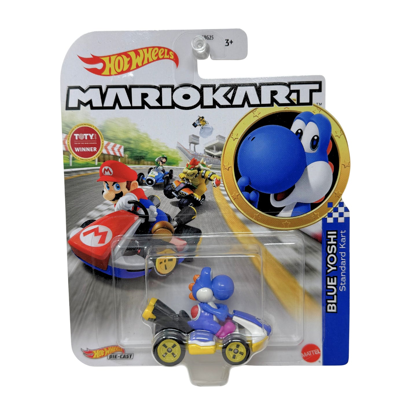 Hot Wheels Mario Kart Blue Yoshi Standard Kart 1:64 Diecast