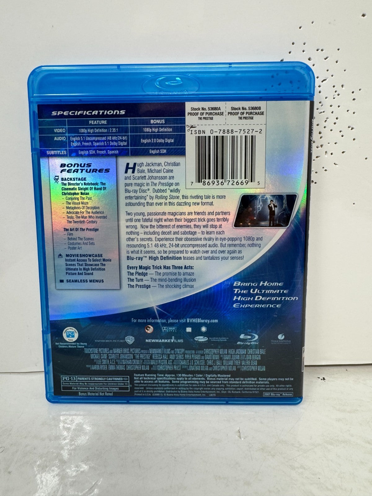 The Prestige (Blu-ray) Christian Bale Drama Good Condition!!!