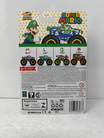 2022 Super Mario Hot Wheels Monster Trucks Mario LUIGI Bowser Yoshi COMPLETE SET