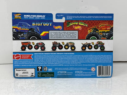Hot Wheels Monster Trucks Bigfoot vs Snake Bite Demolition Doubles 1:64 Diecast