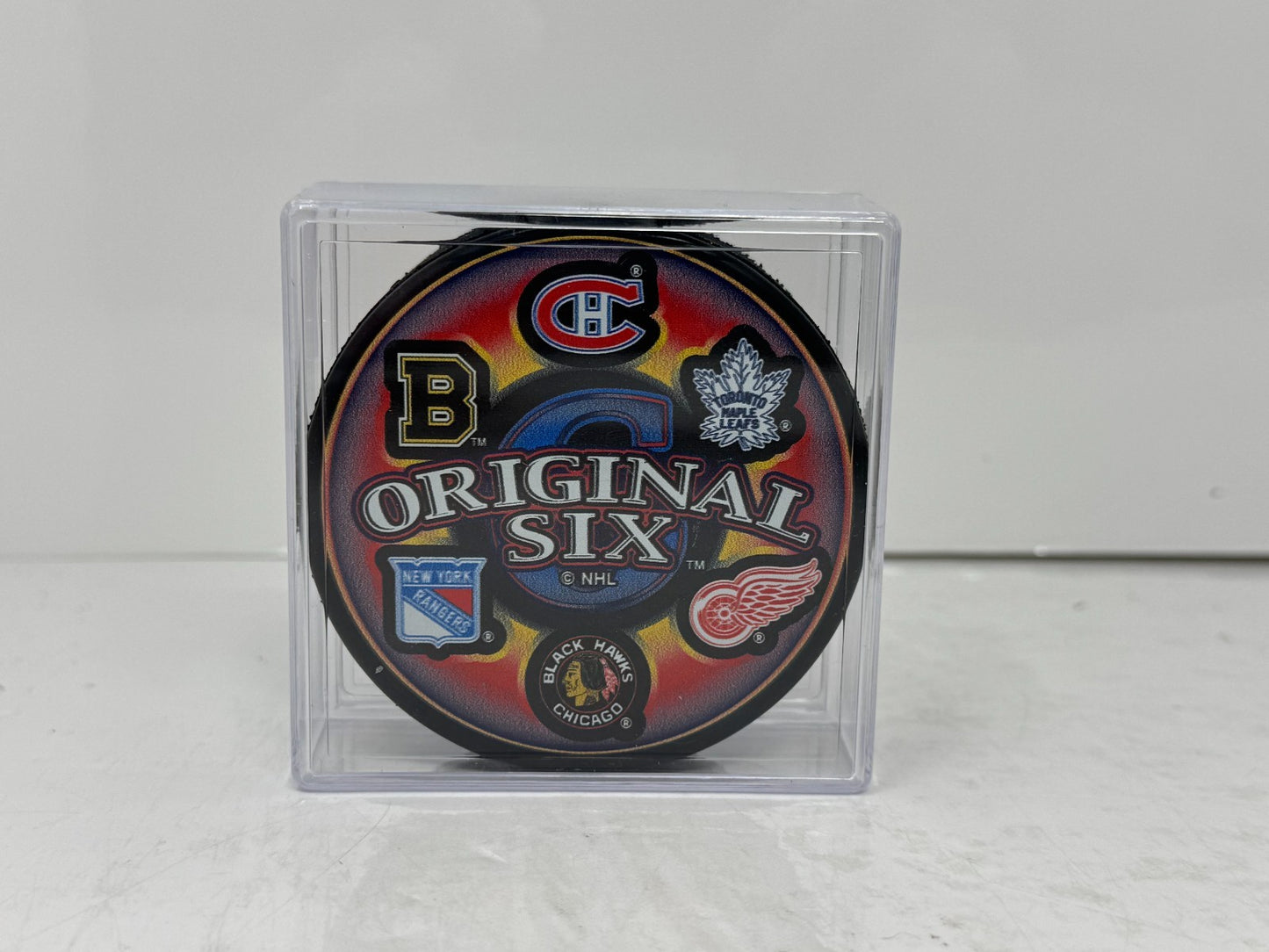 Original Six NHL Team Logo Hockey Puck Collection with Bonus Puck – 6 Teams