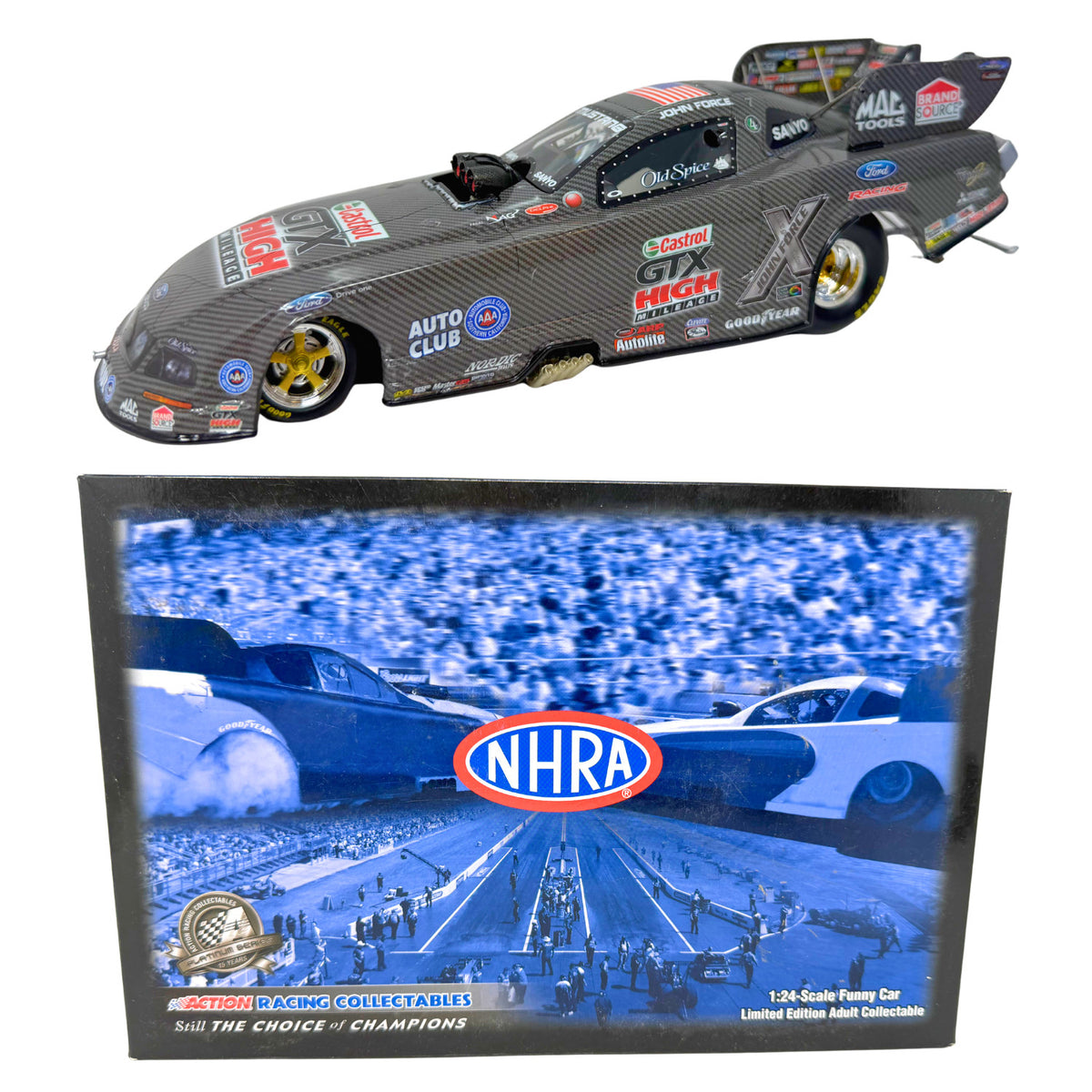 Action NHRA John Force Castrol 2008 Mustang Carbon Fiber 1:24 Diecast
