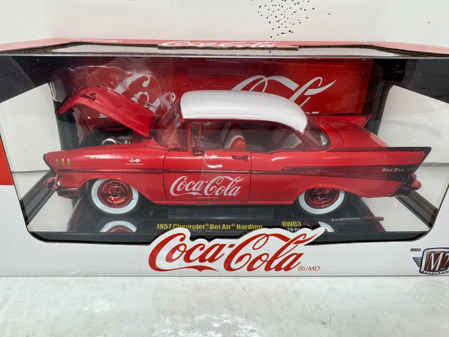 M2 Machines 1957 Chevy Bel Air Hardtop Coca-Cola CHASE 1:24 Diecast Red Rims