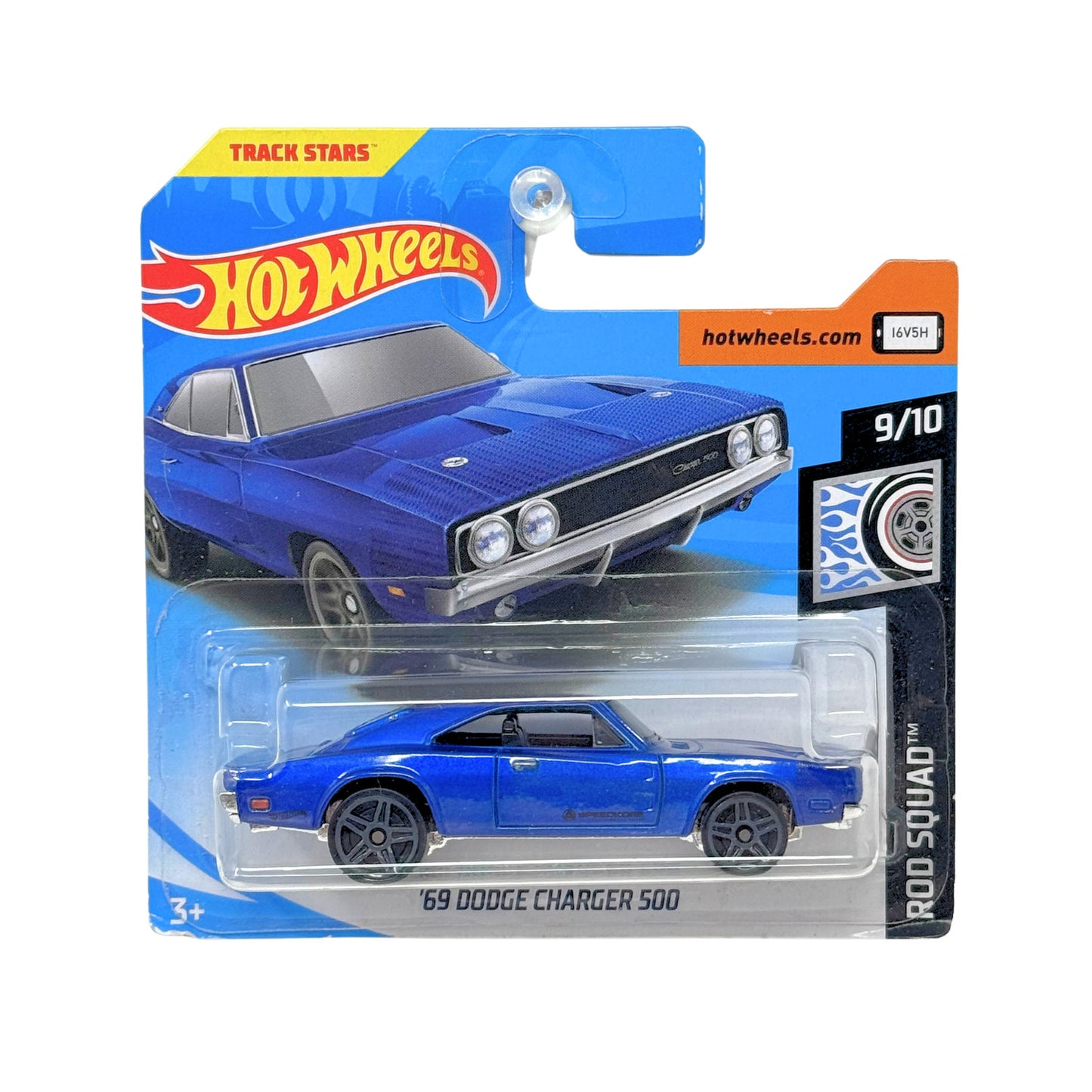 Hot Wheels Rod Squad 1969 Dodge Charger 500 1:64 Diecast Short Card Blue