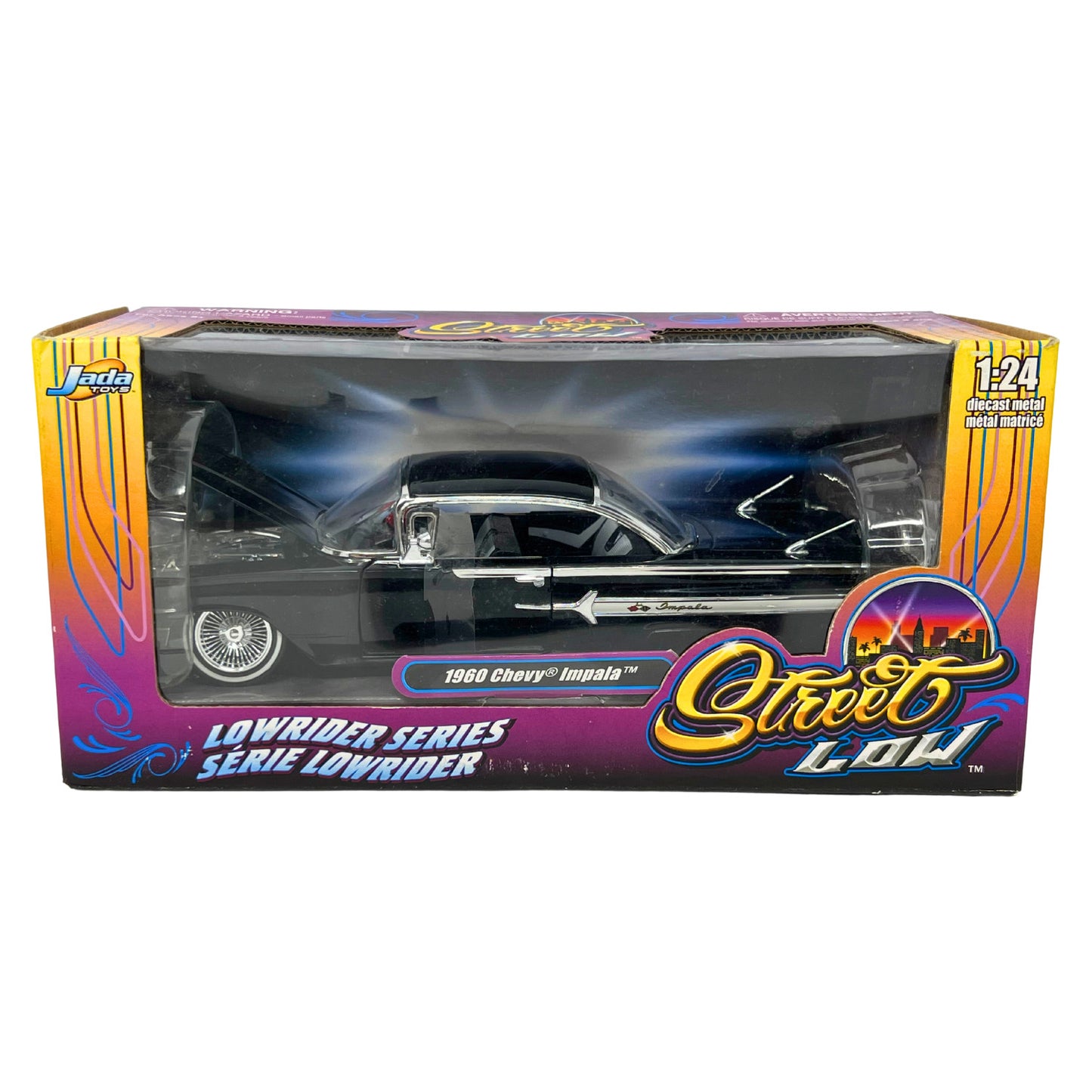 Jada Street Low 1960 Chevy Impala Coupe Lowrider Series 1:24 Diecast Color Black