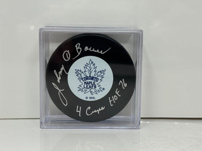 Johnny Bower Toronto Maple Leafs Signed NHL Autograph Puck Silver Auto