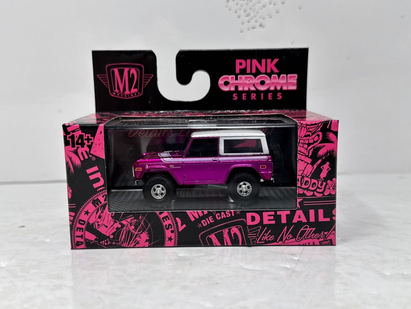 M2 Machines Pink Chrome Series 1976 Ford Bronco 1:64 Diecast