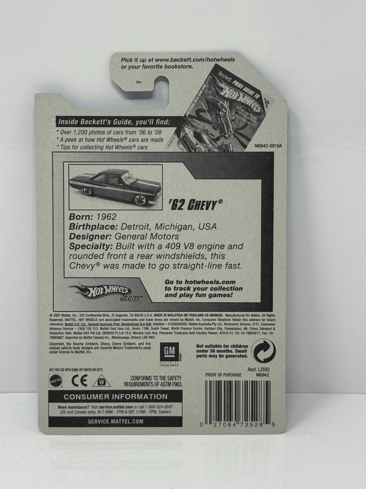 Hot Wheels 2008 All Stars 1962 Chevy 1:64 Diecast Factory Sealed