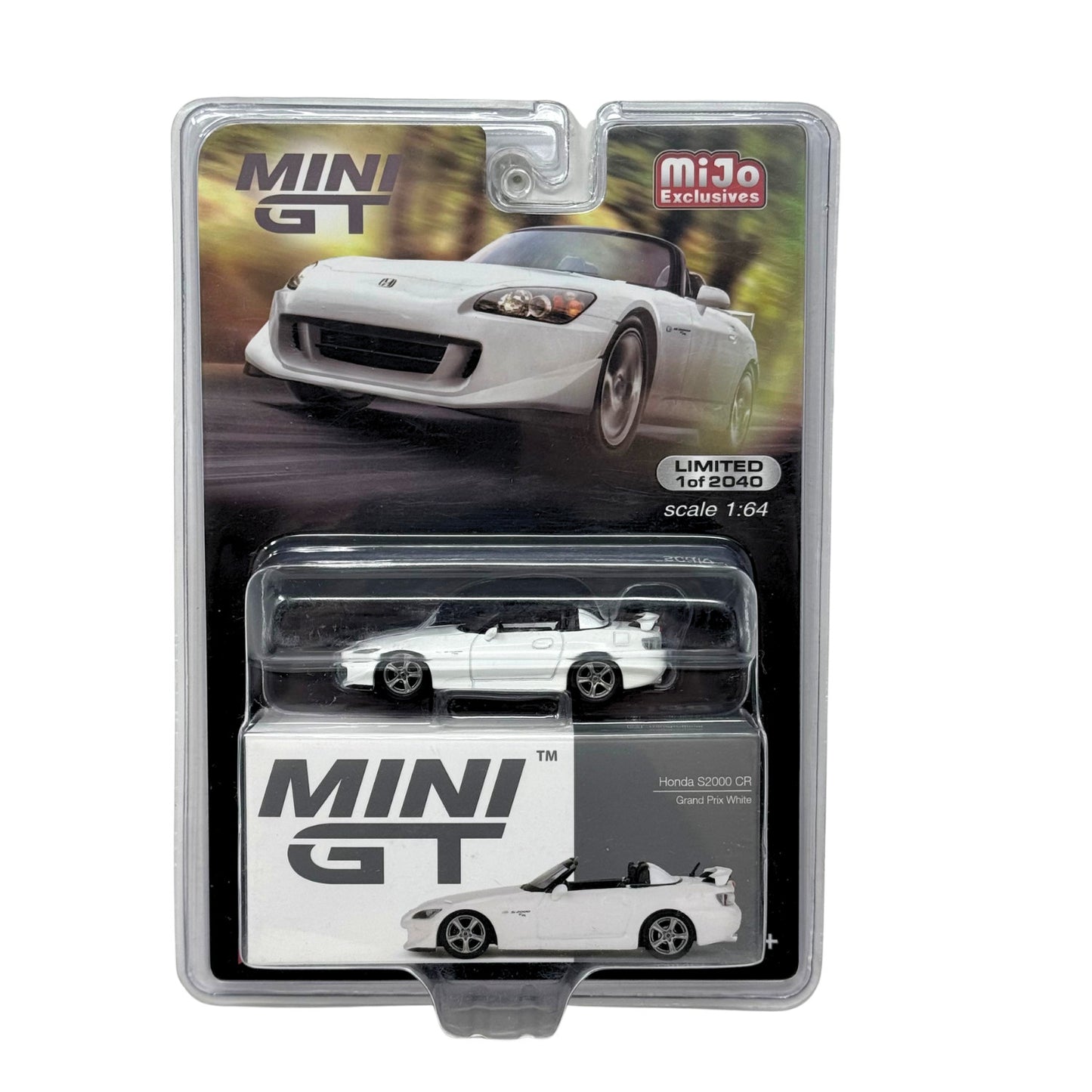 Mini GT MiJo Exclusives Honda S2000 CR Grand Prix White 1:64 Diecast