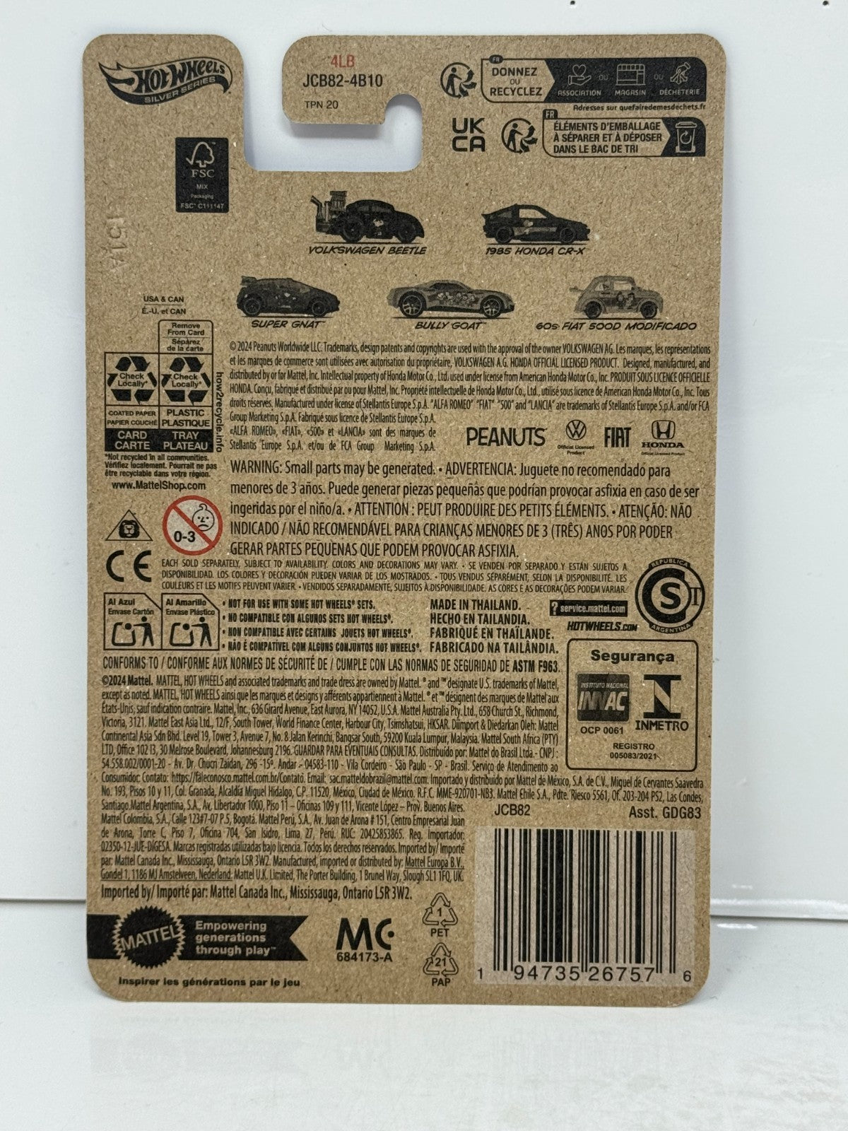 Hot Wheels Silver Series Peanuts 1985 Honda CR-X 1:64 Diecast Blue