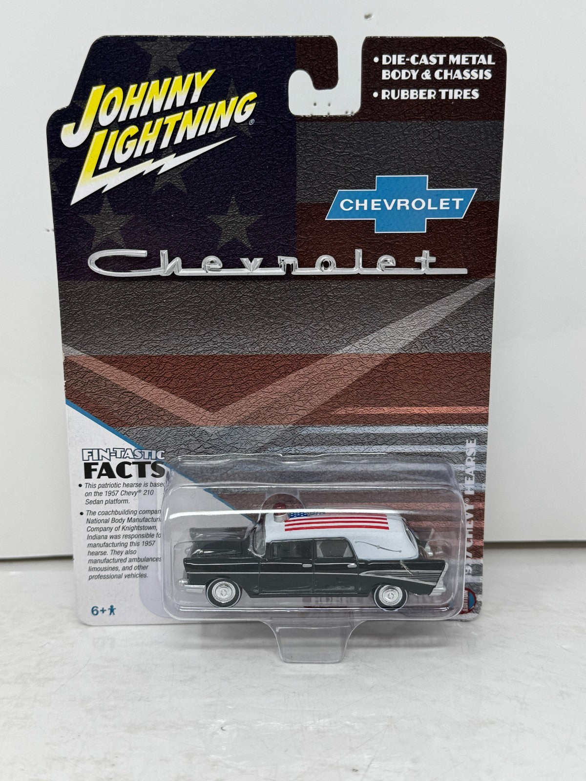 Johnny Lightning Chevrolet 1957 Chevy Hearse Black 1:64 Diecast