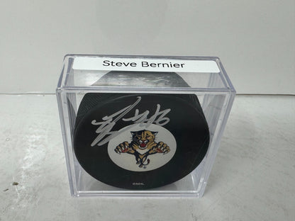 Steve Bernier Florida Panthers Signed NHL Autograph Puck Silver Auto