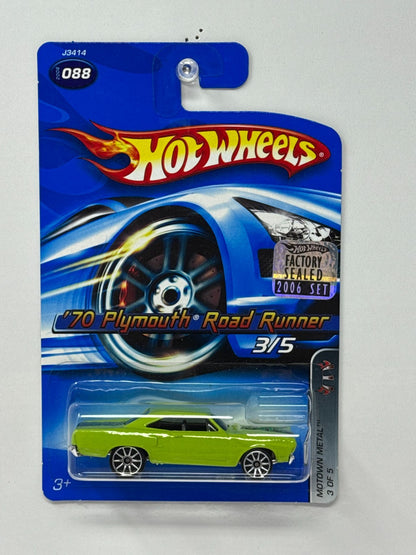 Hot Wheels Motown Metal 1970 Plymouth Road Runner 1:64 Diecast Factory Sealed