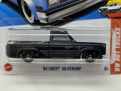 Hot Wheels Hot Trucks 1983 Chevy Silverado 1:64 Diecast Black Custom Real Riders