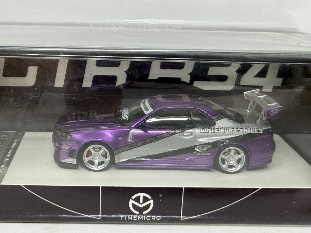 Time Micro Nissan Skyline GT-R R34 1:64 Diecast Purple Lace Boxed