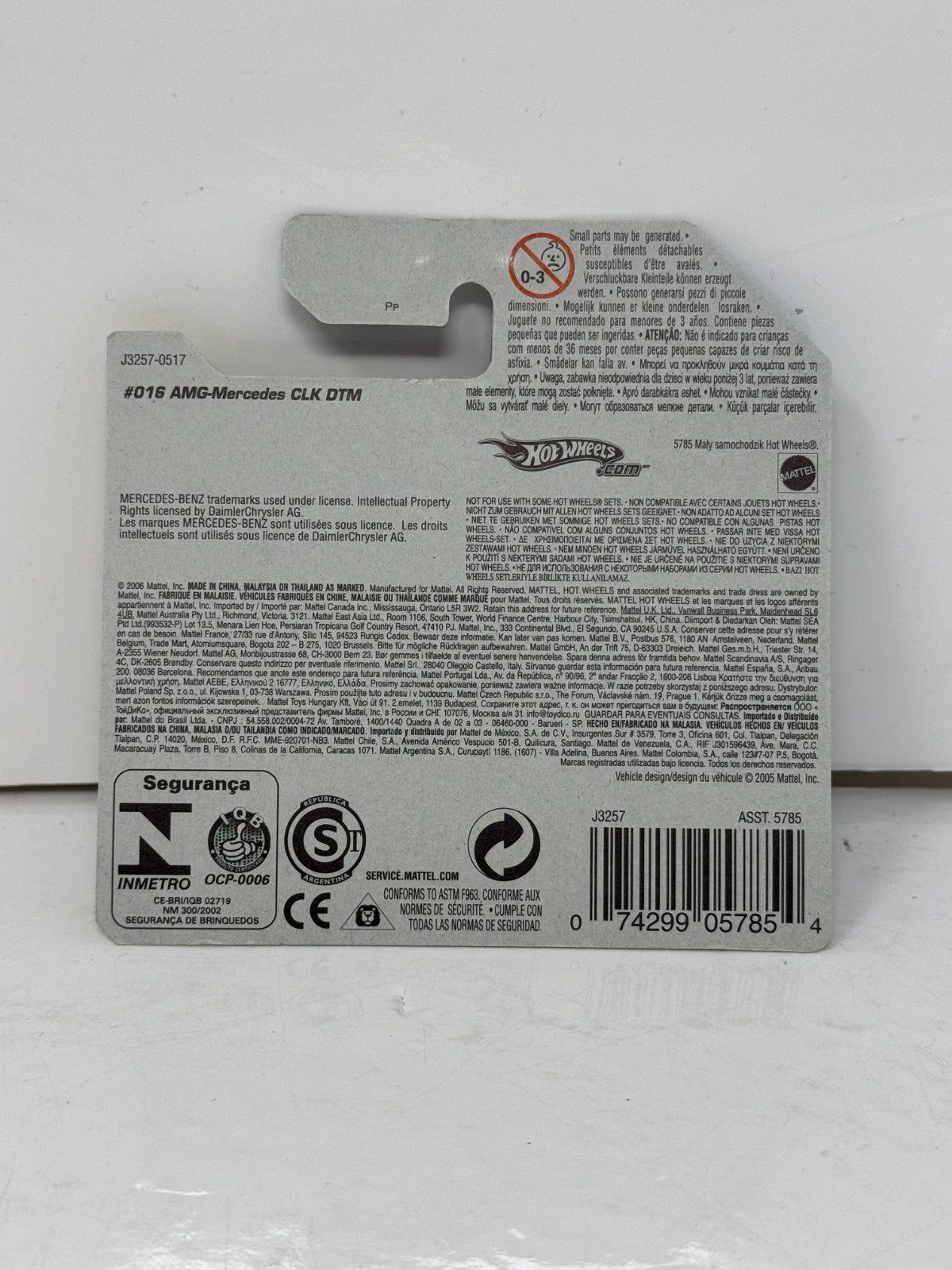 Hot Wheels AMG Mercedes CLK DTM 1:64 Diecast Short Card