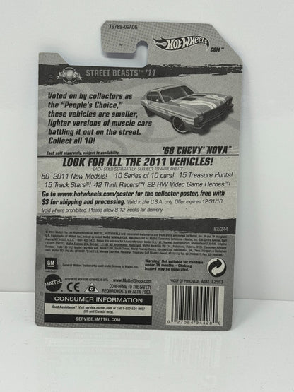 Hot Wheels Street Beasts ’11 1968 Chevy Nova 1:64 Diecast Factory Sealed