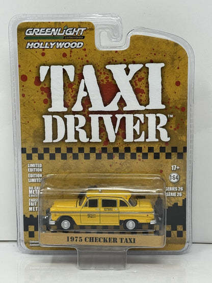 GreenLight Hollywood Taxi Driver 1975 Checker Taxi 1:64 Diecast Yellow