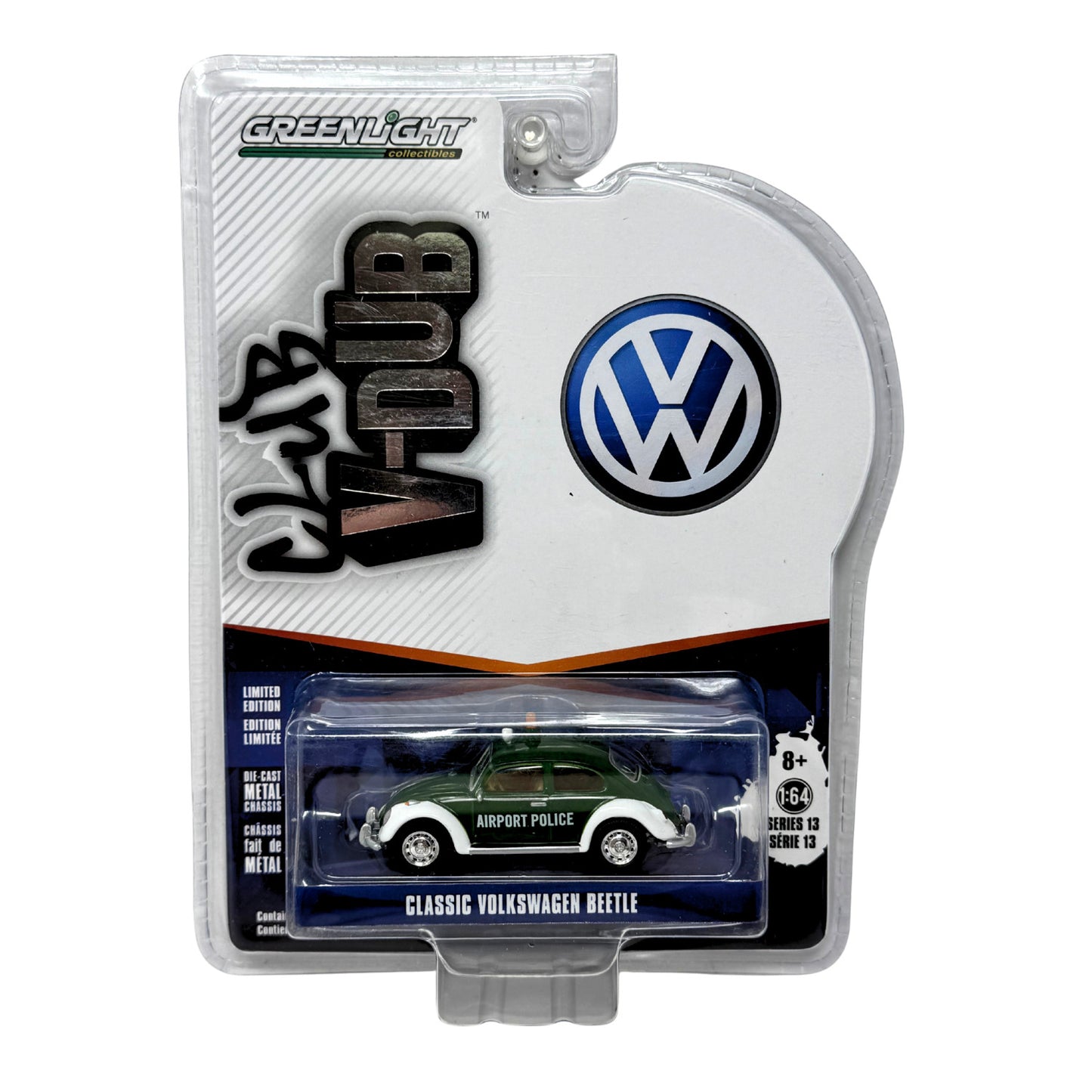 Greenlight Club V-Dub Classic Volkswagen Beetle Airport Police 1:64 Diecast