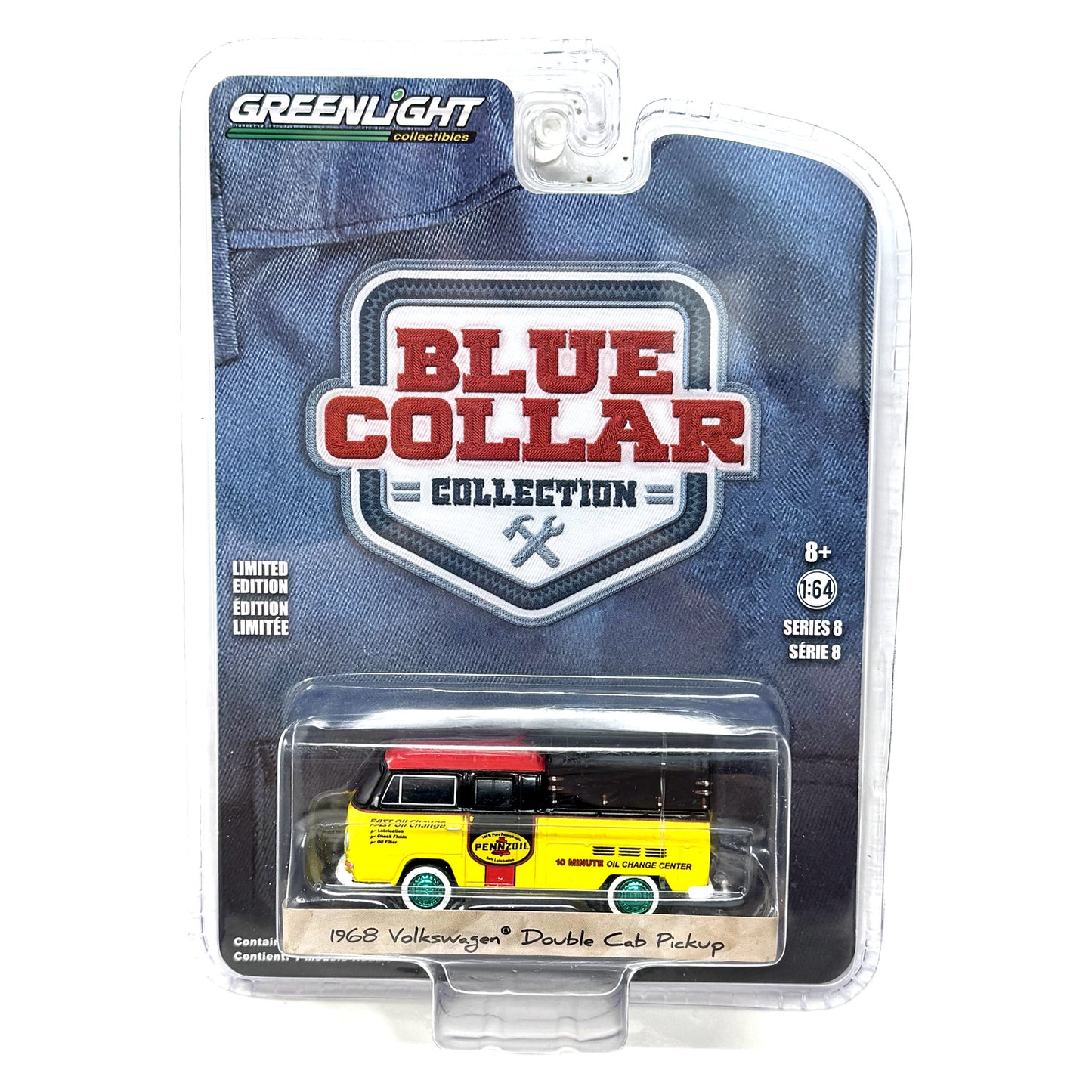 GreenLight Blue Collar 1968 Volkswagen Double Cab Pickup CHASE 1:64 Diecast