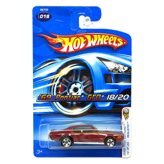 Hot Wheels Realistix 2005 First Editions 1969 Pontiac GTO 1:64 Diecast Maroon