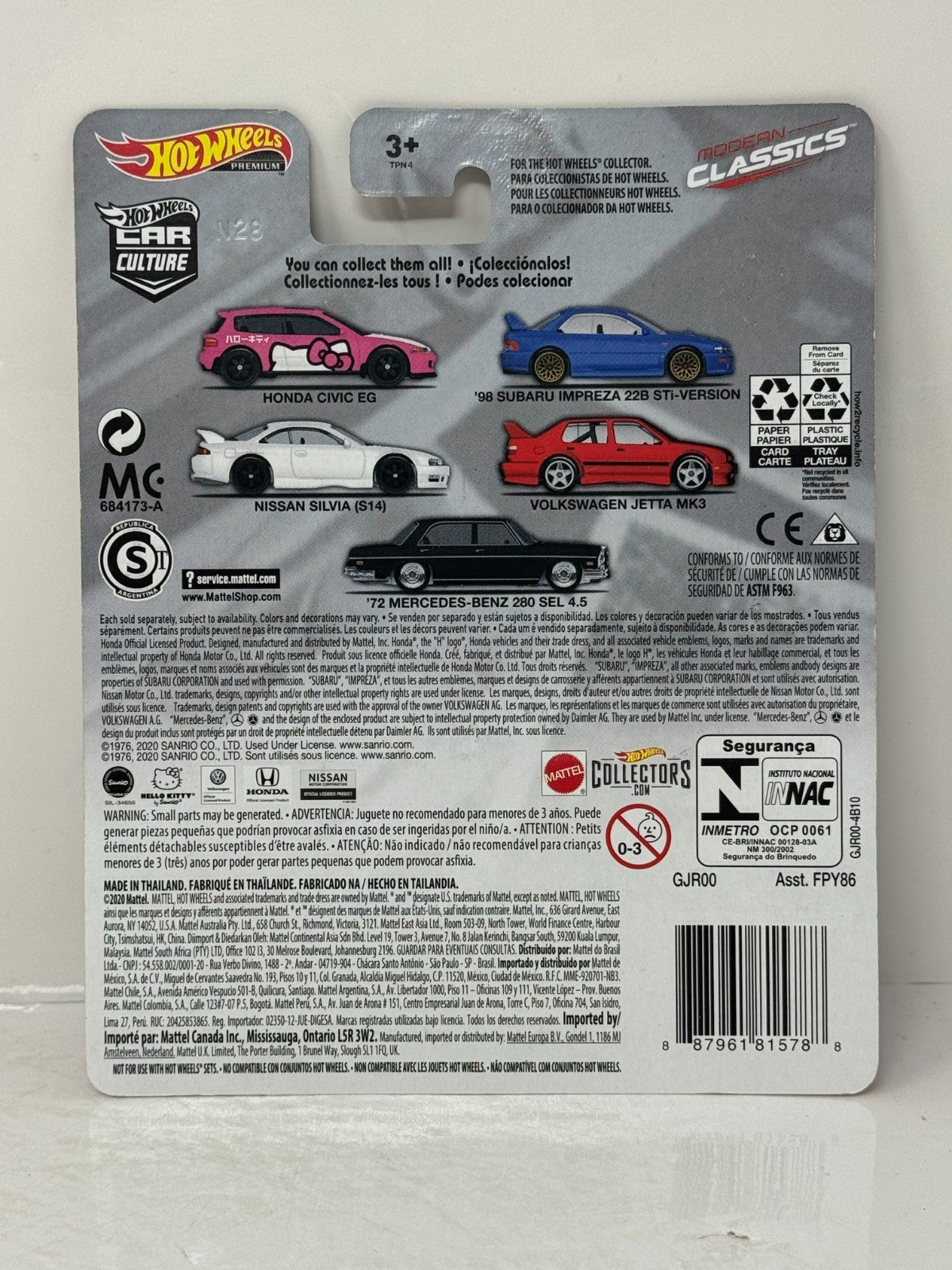 Hot Wheels Premium Modern Classics 1992 Honda Civic EG Hello Kitty 1:64 Diecast