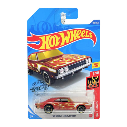 Hot Wheels Flames 1969 Dodge Charger 500 1:64 Diecast Red Flames