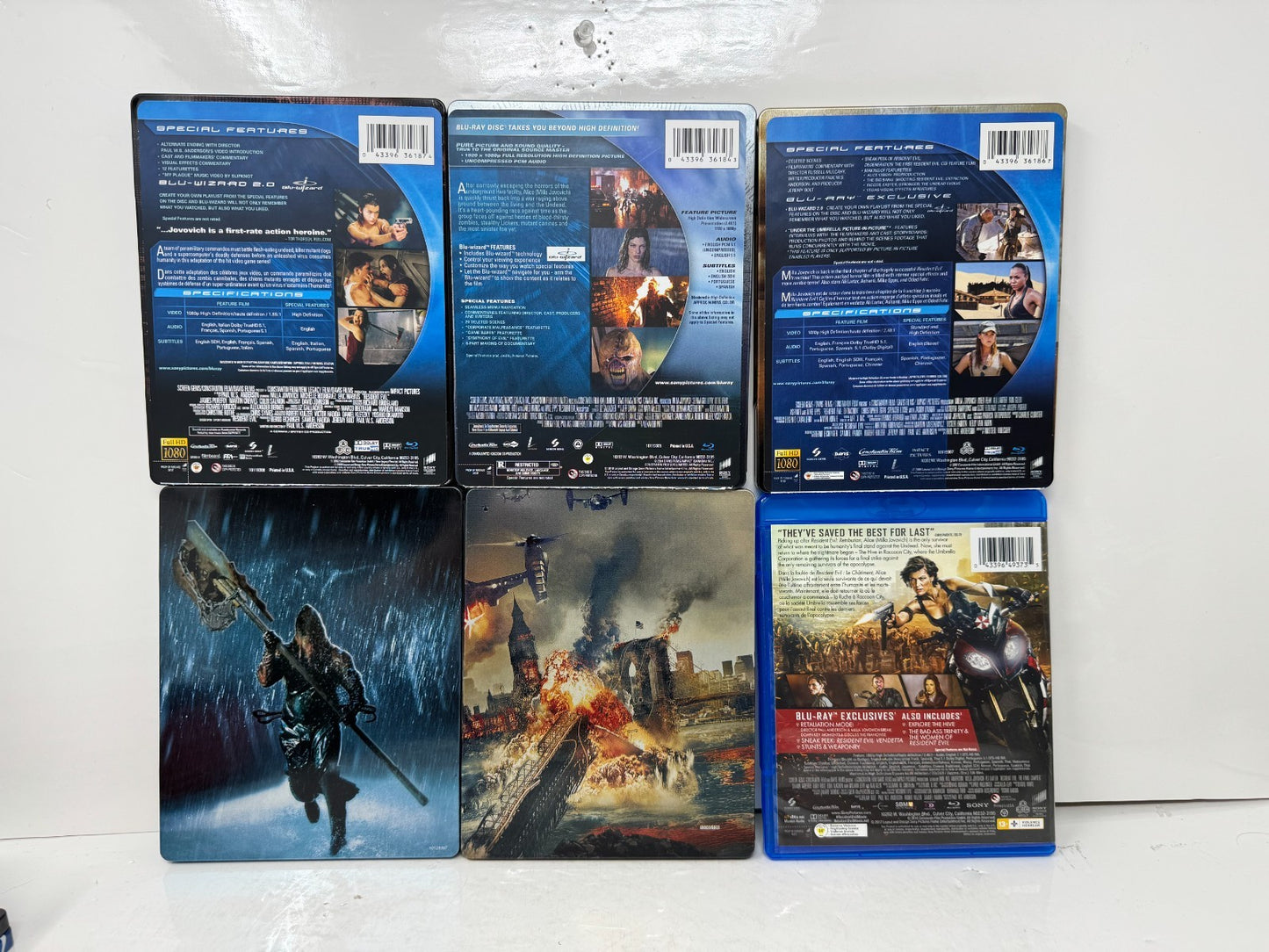 Resident Evil 1-5 (Blu-ray) Steelbook Milla Jovovich Action Good Condition!!!