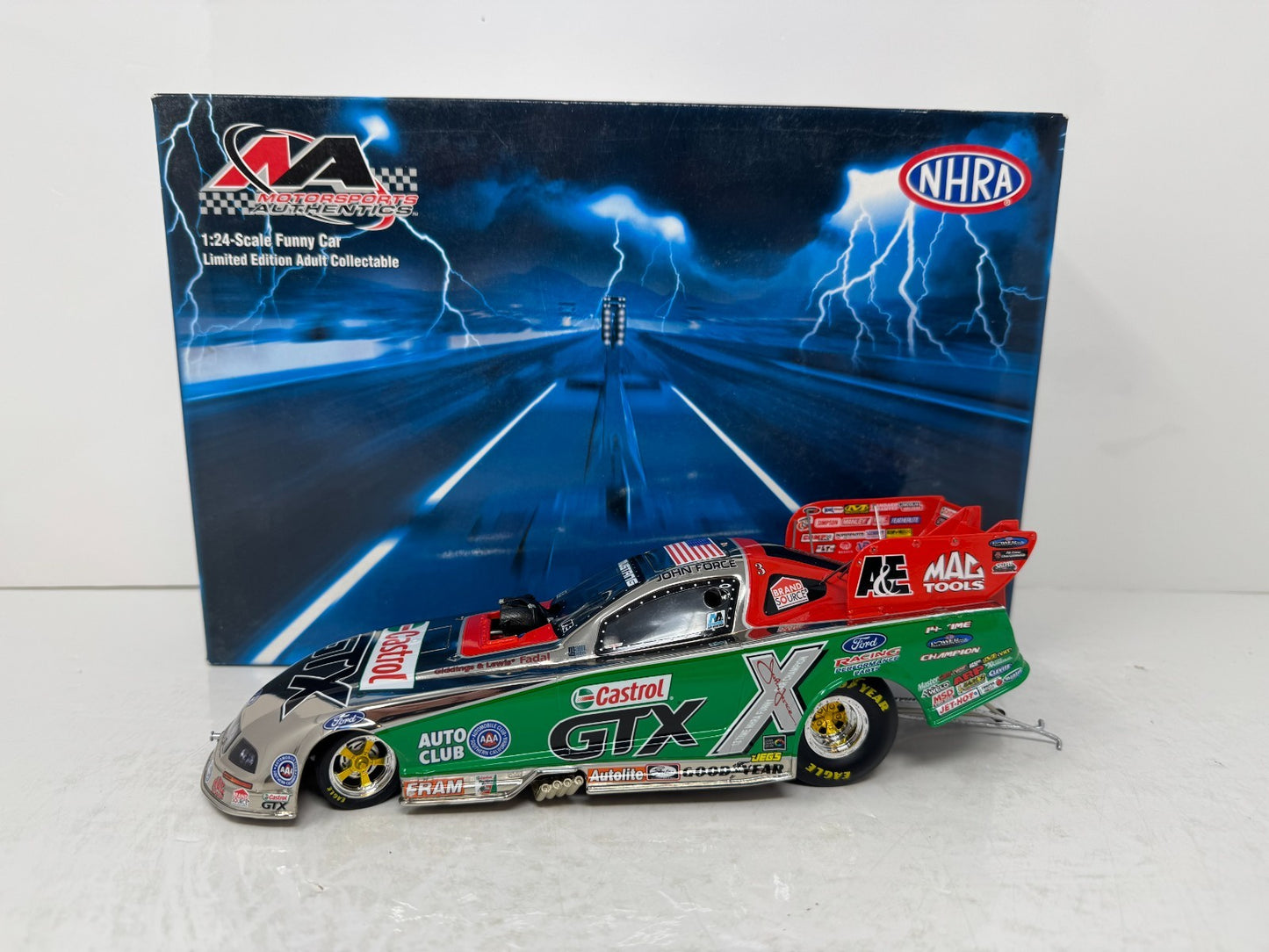 Motorsports Authentics NHRA #3 John Force Mustang Funny Car Chrome 1:24 Diecast