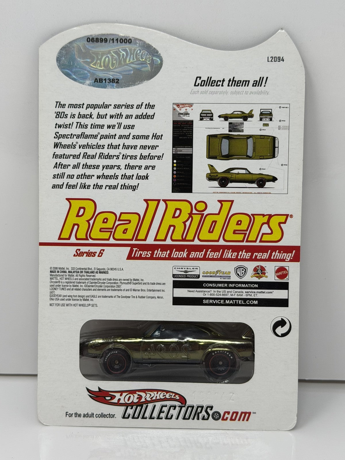 Hot Wheels Real Riders Series 6 1970 Plymouth Superbird 1:64 Diecast Green