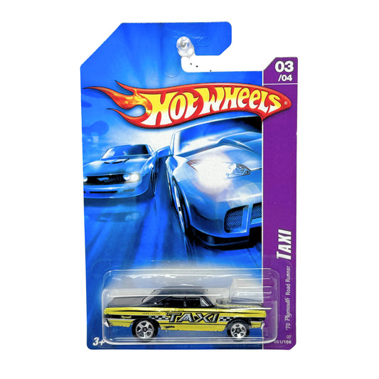 Hot Wheels Taxi 1970 Plymouth Road Runner 1:64 Diecast Yellow V2