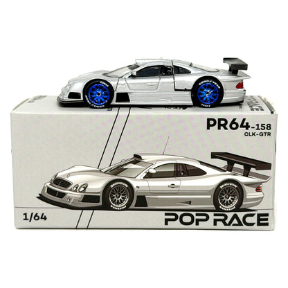 Pop Race Mercedes-Benz CLK-GTR Silver 1:64 Diecast