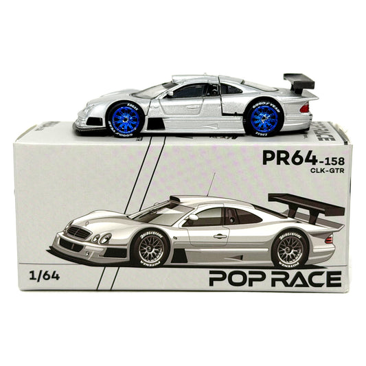 Pop Race Mercedes-Benz CLK-GTR Silver 1:64 Diecast