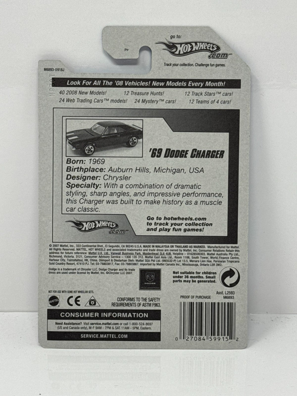Hot Wheels Team Muscle Mania 1969 Dodge Charger 1:64 Diecast Factory Sealed