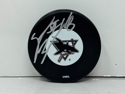 Steve Bernier San Jose Sharks Signed NHL Autograph Puck Silver Auto