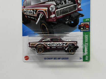 Hot Wheels HW Reverse Rake 1955 Chevy Bel Air Gasser Maroon 1:64 Diecast US Card